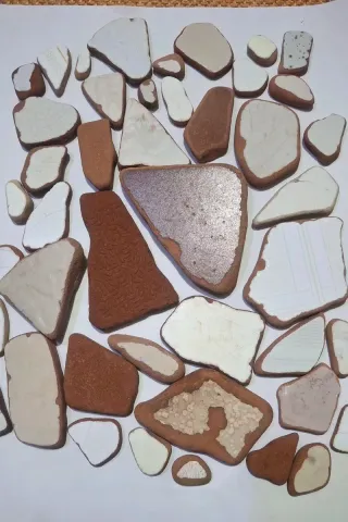 Lotto piastrelle terracotta e pietre marine