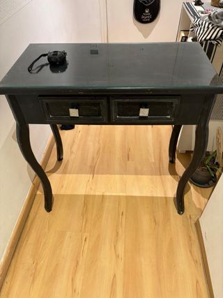 Mesa recibidor cristal y madera