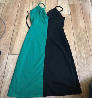 Vestito donna bicolore nero/verde taglia S