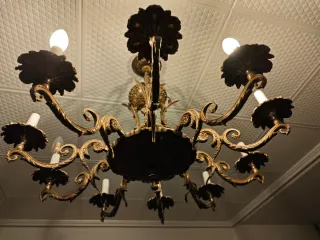 Lámpara antigua bronce 10 brazos