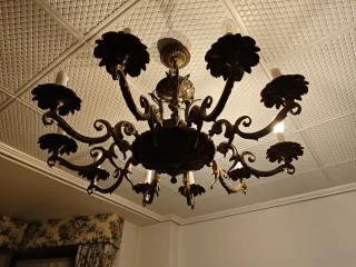 Lámpara antigua bronce 10 brazos