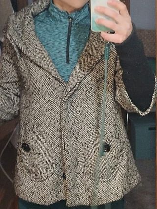 Chaqueta/abrigo mujer negro y blanco espiga