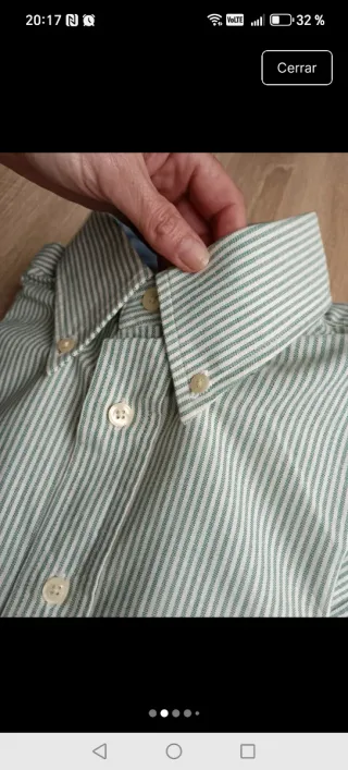 Camisa Massimo Dutti Rayas Verde/Blanco