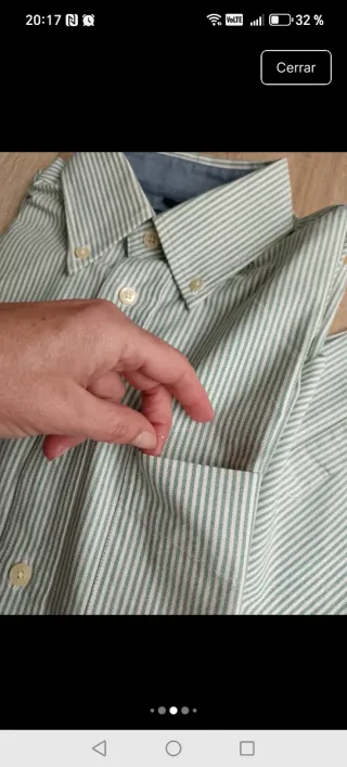 Camisa Massimo Dutti Rayas Verde/Blanco