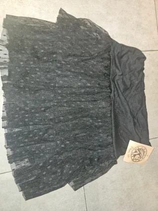 Falda mini tul negro lunares con goma de M a Xl
