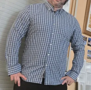 Camisa de cuadros azul y gris