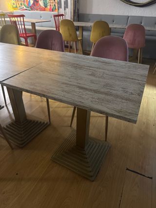 Tavolo da bar in legno e metallo con poltroncine