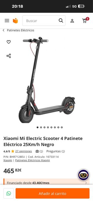 Patinete Xiaomi Eléctrico 4 Negro