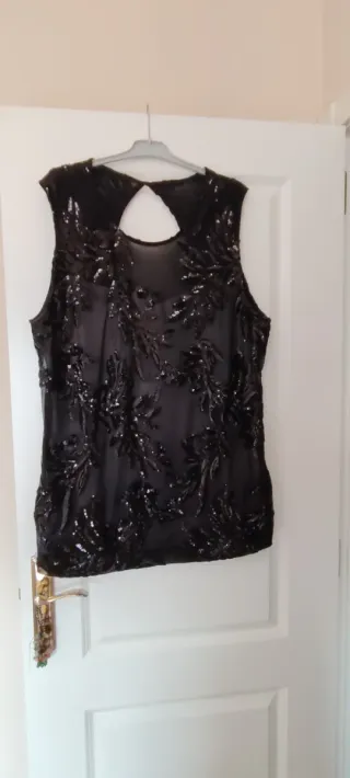 Top fiesta lentejuelas negro