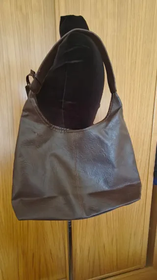 Bolso de ante marrón/gris