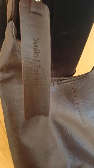 Bolso de ante marrón/gris