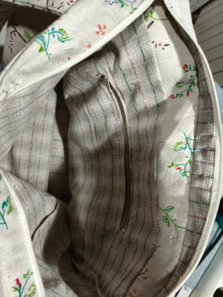 Bolsa tote floral beige