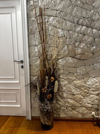 2 Jarrones Decorativos Cristal y Madera