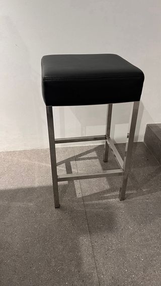 4 taburetes acero inoxidable asiento negro