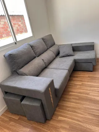 Sofá modular gris tela