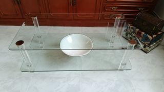 Mesa de centro de cristal y cristal