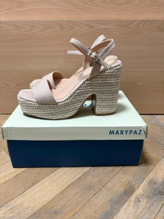 Sandalias Marypaz tacón plataforma beige 37