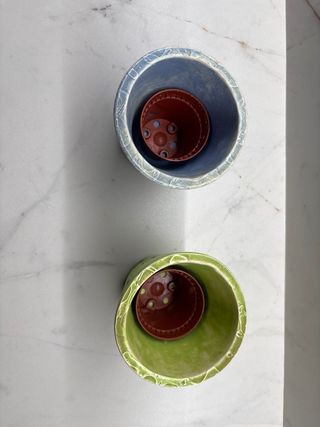 Conjunto 2 Maceteros Cerámica Decorativos