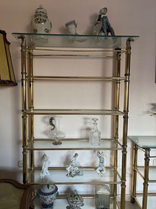 Estantería Vitrina Cristal y Metal Dorado