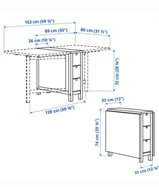 Mesa plegable Ikea Nörden blanca