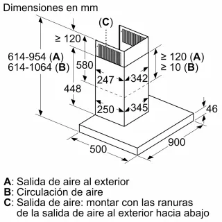 Campana de cocina inoxidable 90cm BALAY 3bc998hx/2