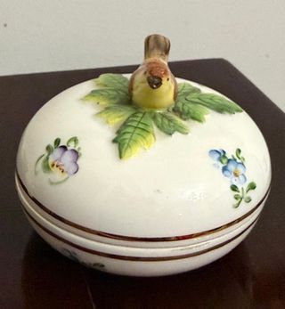 Portagioie Herend antico con uccellino