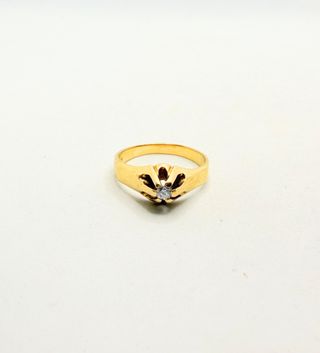 Solitario de oro de 18k circonita, 5.19 g, T-22.