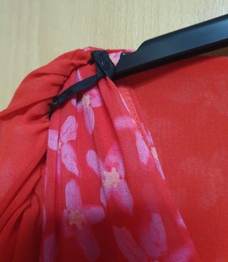 Vestido de fiesta rojo y rosa con bolero talla L