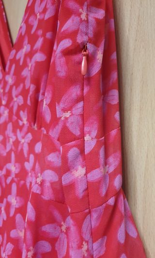 Vestido de fiesta rojo y rosa con bolero talla L