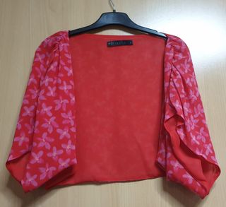 Vestido de fiesta rojo y rosa con bolero talla L