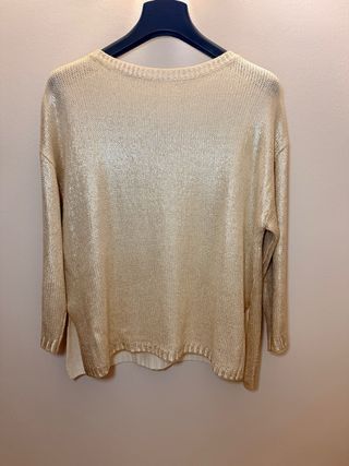 Jersey punto metalizado beige/dorado
