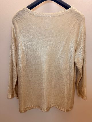 Jersey punto metalizado beige/dorado