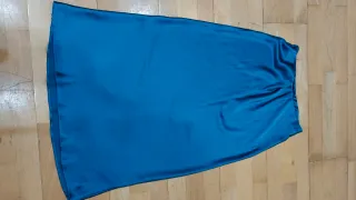 Falda midi satén Zara Talla XS Turquesa