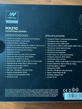 Netway MX210 Micrófono Gaming Cardioide