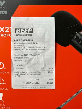 Netway MX210 Micrófono Gaming Cardioide