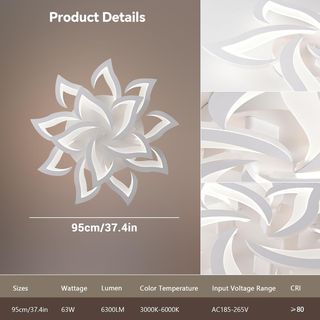Lámpara techo LED moderna forma de flor 95cm