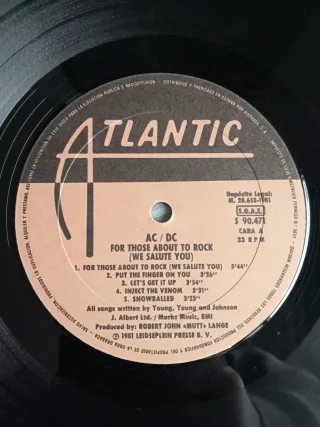 AC/DC For Those About to Rock LP 1ª Edición