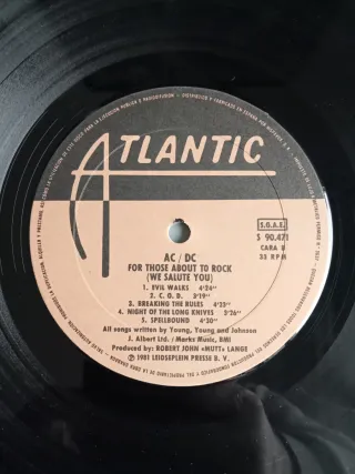 AC/DC For Those About to Rock LP 1ª Edición
