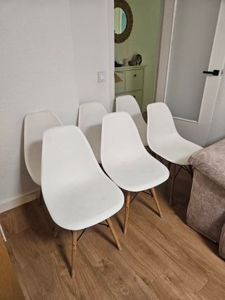 Juego de 6 Sillas Nórdicas Blancas