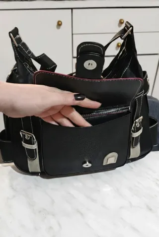 Borsa vintage nera e bordeaux