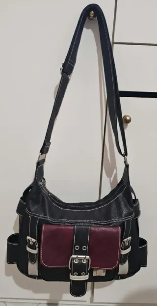 Borsa vintage nera e bordeaux