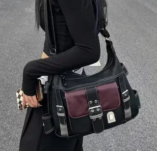 Borsa vintage nera e bordeaux