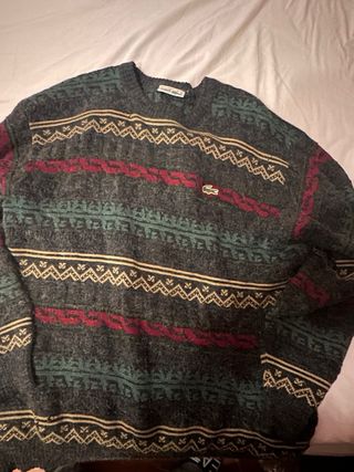 Maglione Lacoste Vintage Grigio/Rosso/Verde
