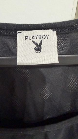 T-shirt Playboy nera con logo glitter taglia M