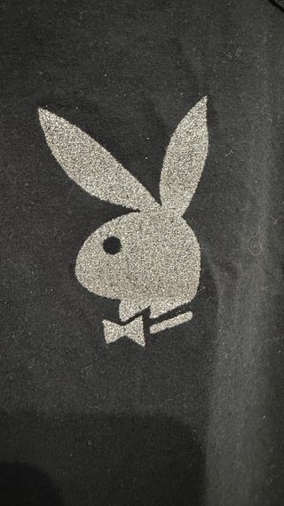 T-shirt Playboy nera con logo glitter taglia M