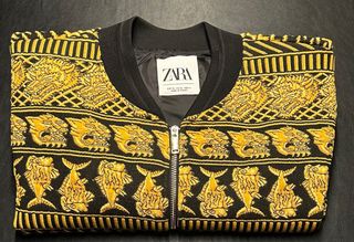 Chaqueta Zara Texturas Hombre XL Negra Dorada