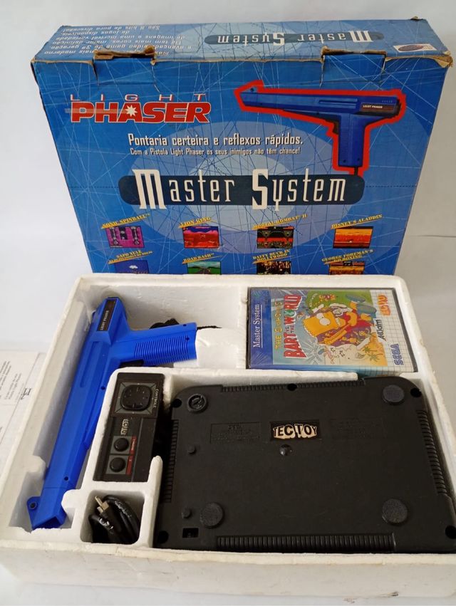 MASTER SYSTEM LIGHT PHASER AZUL TECTOY RARÍSIMO