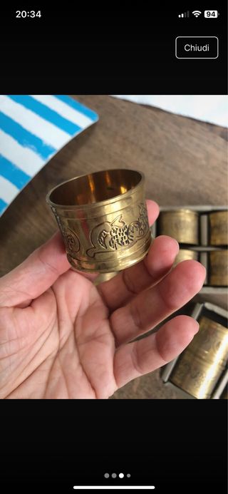 Set 12 Portatovaglioli Ottone Dorato