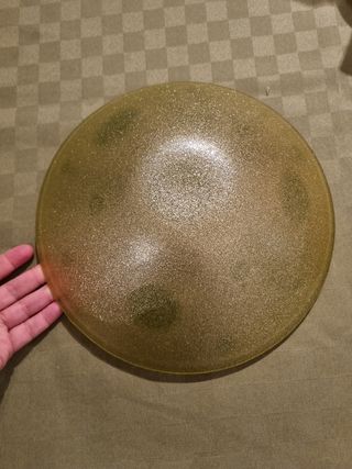 Centrotavola in vetro decorata con pois verdi