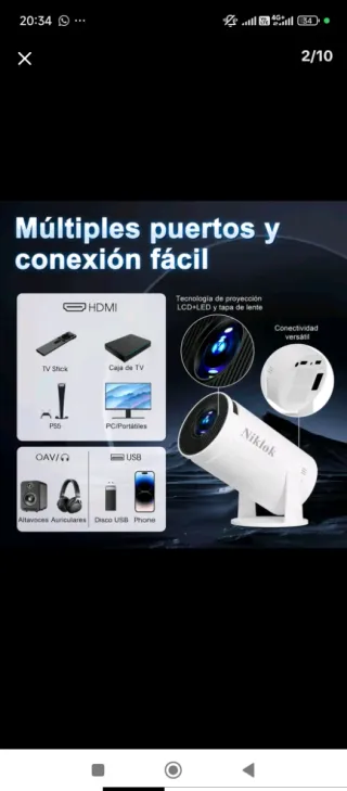 Proyector Android Bluetooth con Mando
